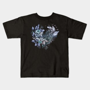 Happy Mother's Day Floral Heart Blessed Mom Beautiful Blue and Teal Kids T-Shirt